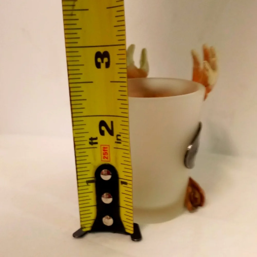 Vintage Frosty Shot Glass Moose Figurine attach Montana Silver Metal Seal